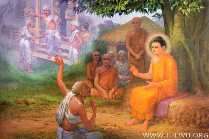 佛陀教他一首偈，让他等孩子们都在众人中时，当众背诵