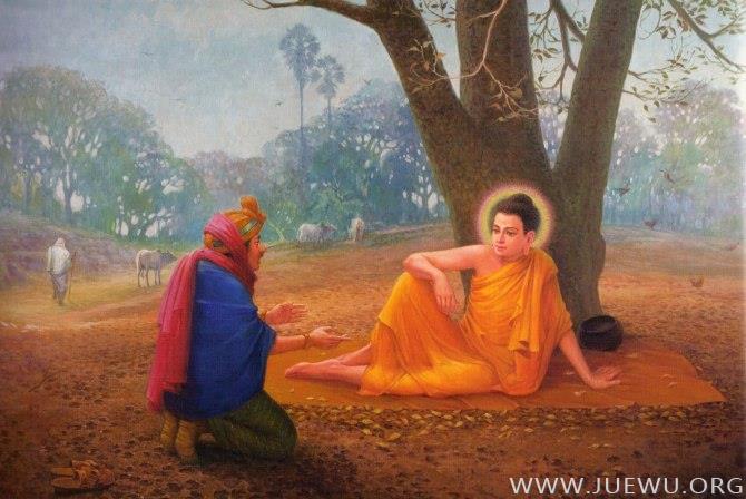 看到佛陀平静地坐在树下，觉得佛陀才是最快乐的人
